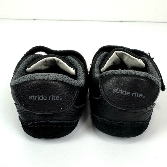 Stride Rite Black Leather Crawl Dressed Up Desmond Comfort Shoes Infant Baby 2 - Picture 4 of 6